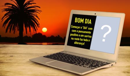Linda moldura de Bom Dia com foto no notebook. Adcione a sua foto!