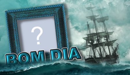 Moldura de Bom dia com Barco em alto mar. Adicione uma foto!
