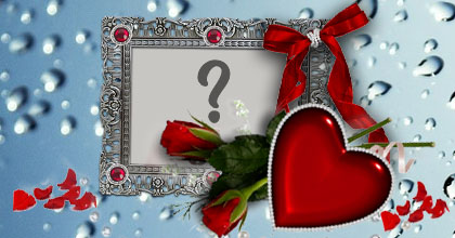 Linda moldura de rosas com pedras vermelhas. Adicione a sua foto!