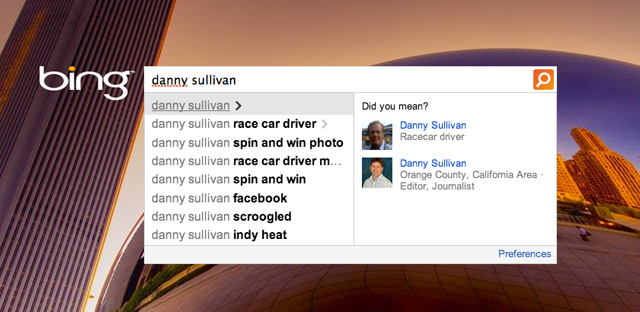 Bing Auto Suggest People - Danny Sullivan