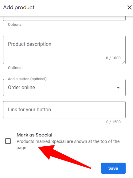 Google Business Profile Products Mark As Special
