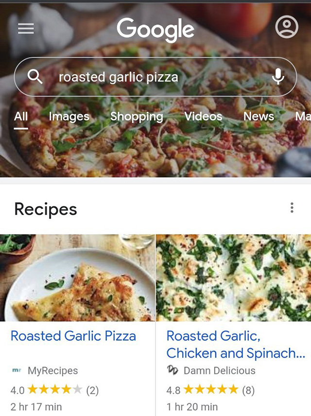 Google Custom Search Header Graphic Roasted Gralic Pizza