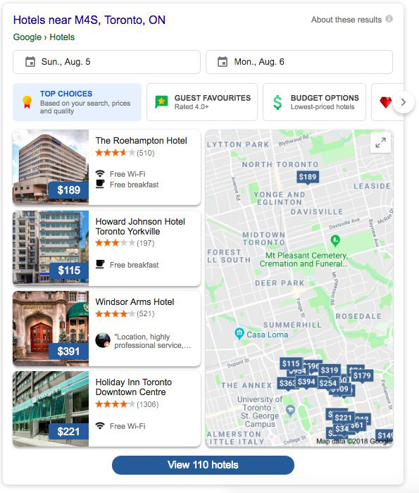 Google Hotel Search Design Test