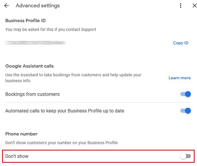 Google My Business Hide Phone Number