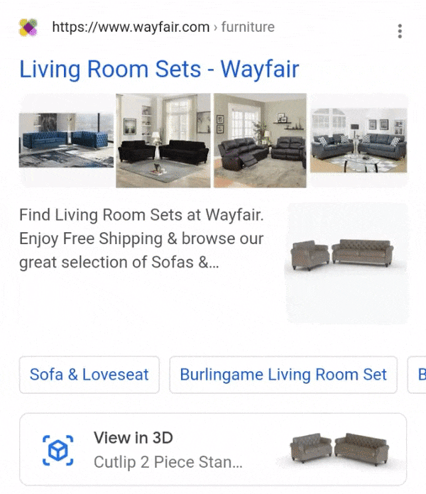 Google Search Result Rotating 3d Product Image