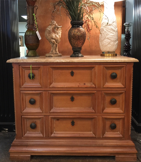 Thomasville 3 Drawer Stone Top Chest Invio Fine Furniture Consignment