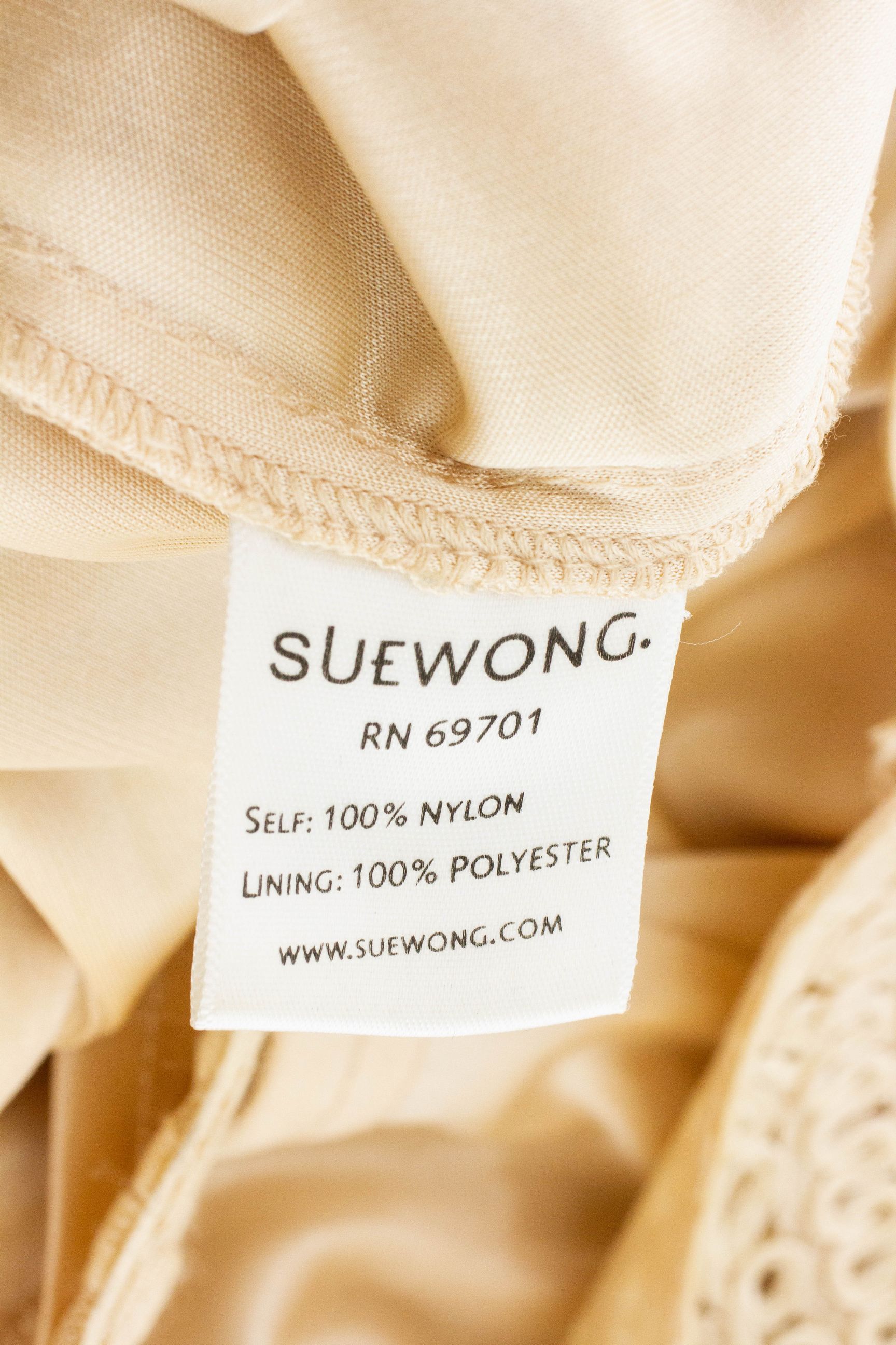 SUE WONG Tan Scrolled Sleeveless Dress 