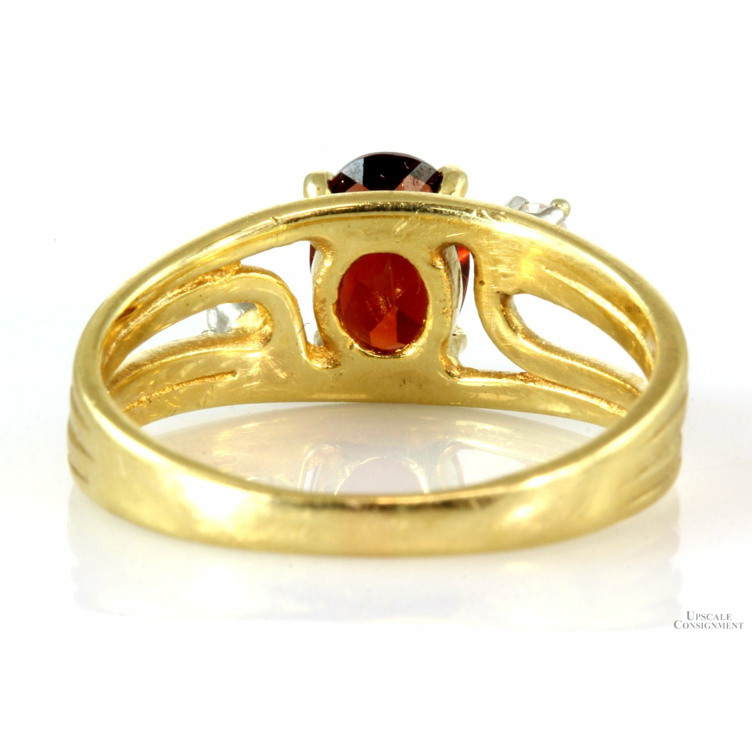 Spessartine & .07ctw Diamond 14K Yellow Gold Ring Upscale