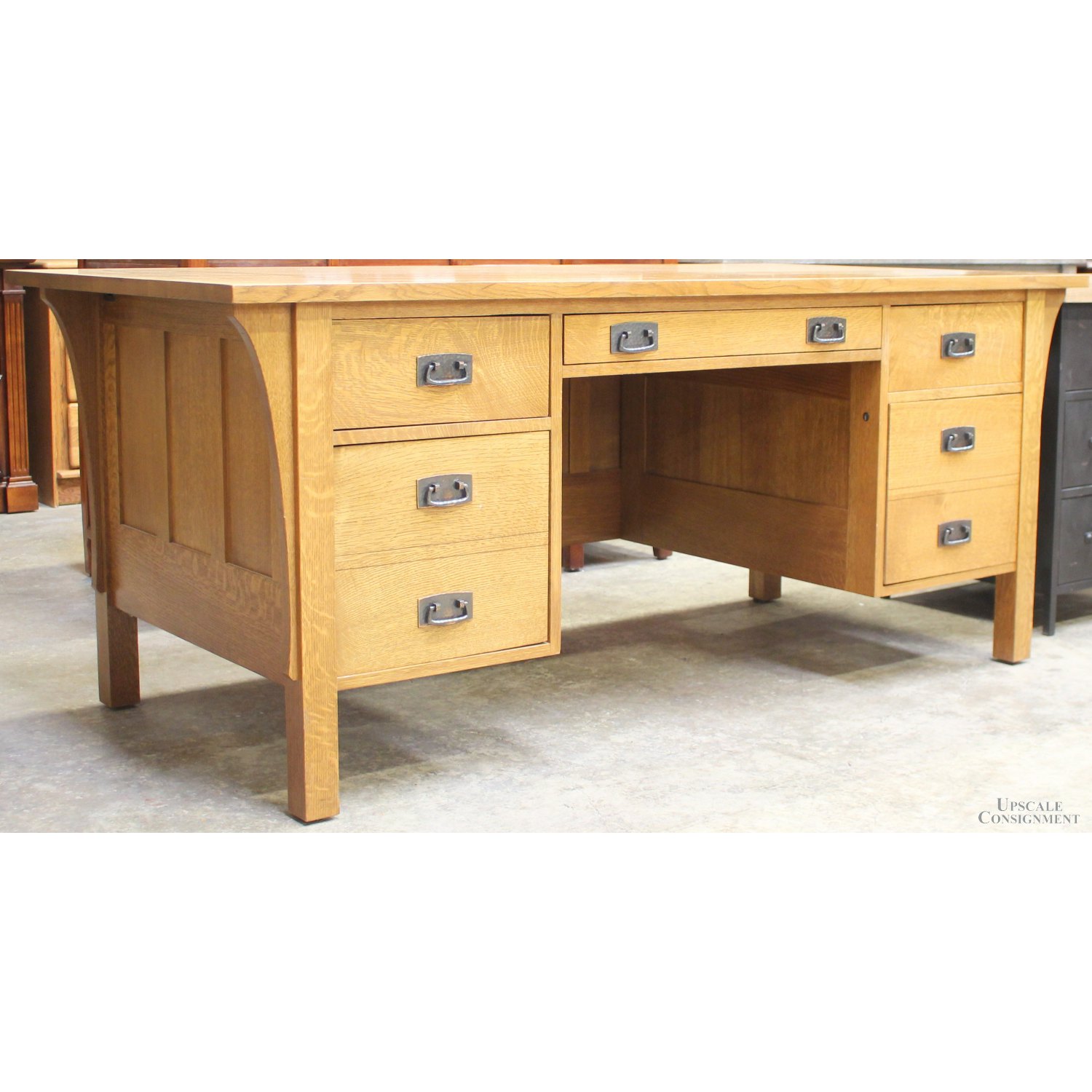 Stickley Oak Executive Desk Upscale Consignment