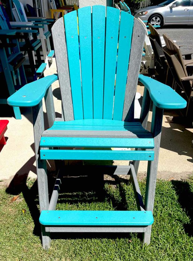Bar Height Adirondack Chair Aruba Blue & Driftwood Upscale Furniture