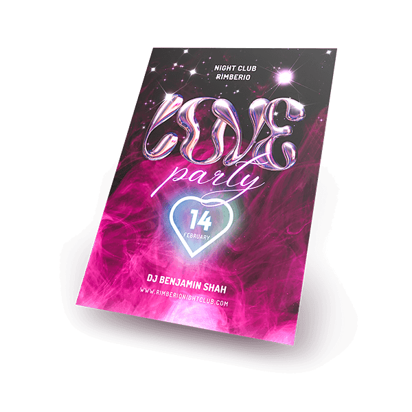 Event flyer in pink for a Valentine's night club Love Party