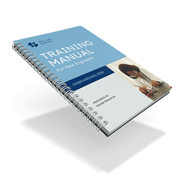 Spiral bound training manual with a blue cover and metal coil