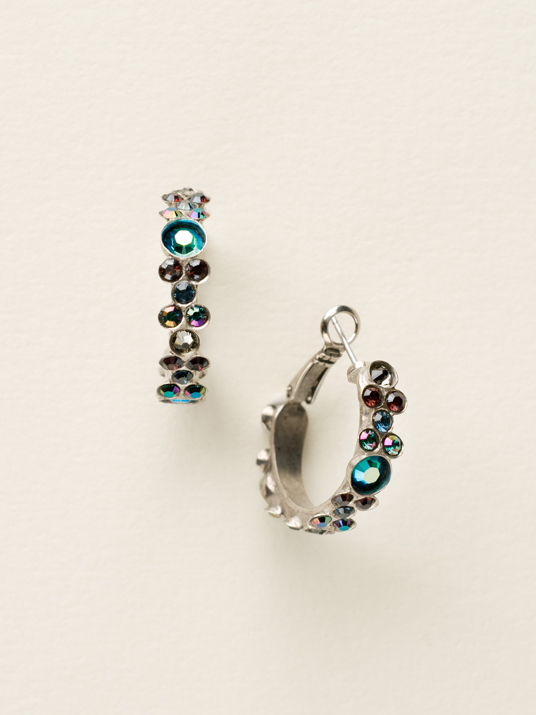 Floral Hoop Earring in Antique Silvertone Emerald City Sorrelli Jewelry