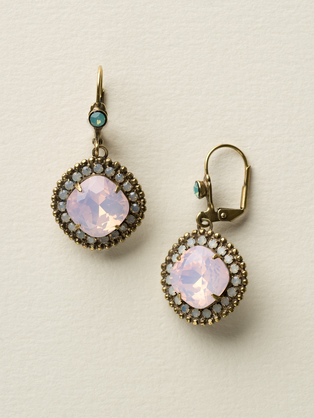 Cushion Cut Drop Earring in Antique Goldtone Rose Water Sorrelli Jewelry