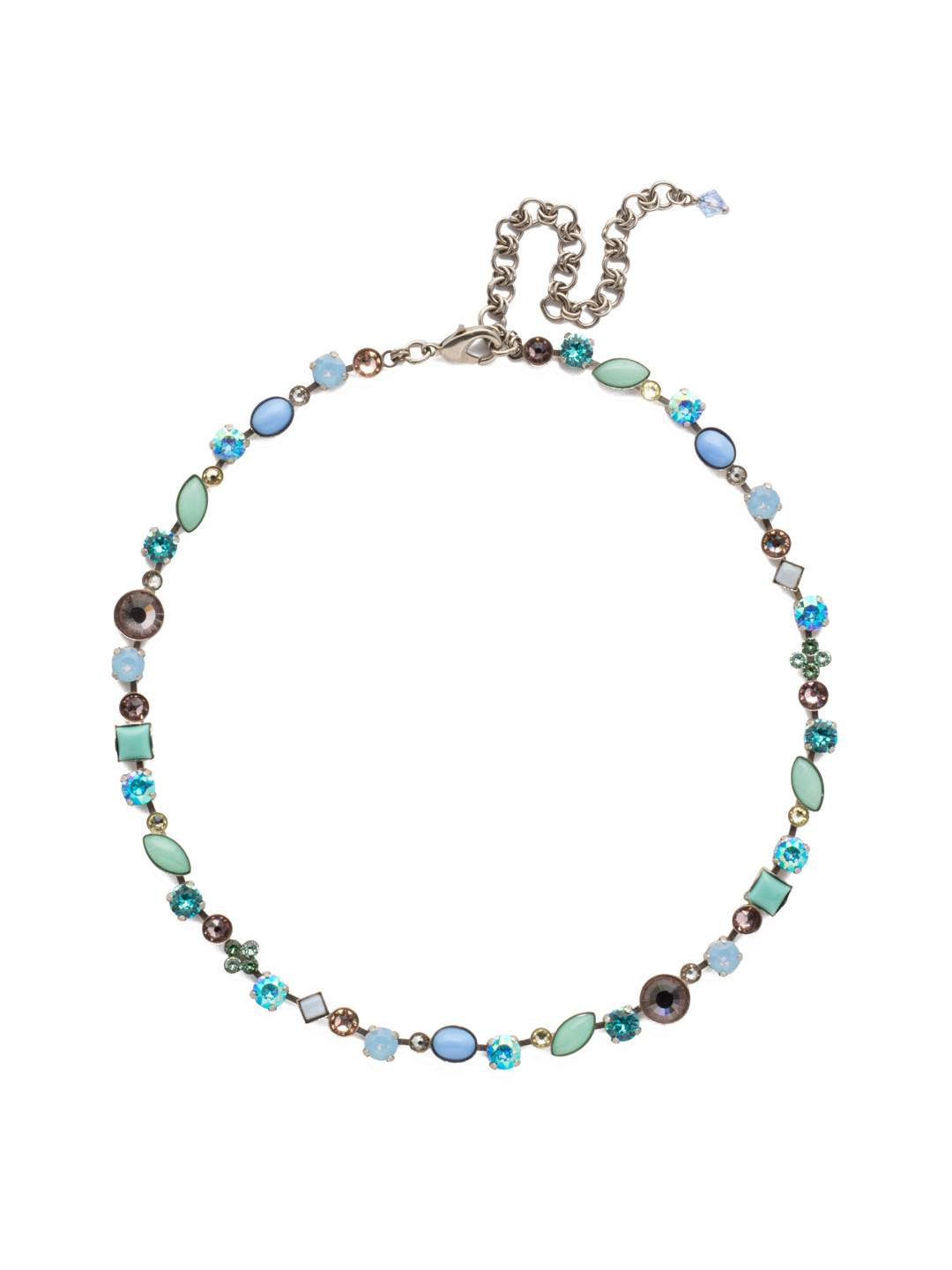 Classic TeeShirt Necklace in Antique Silvertone Pastel Prep