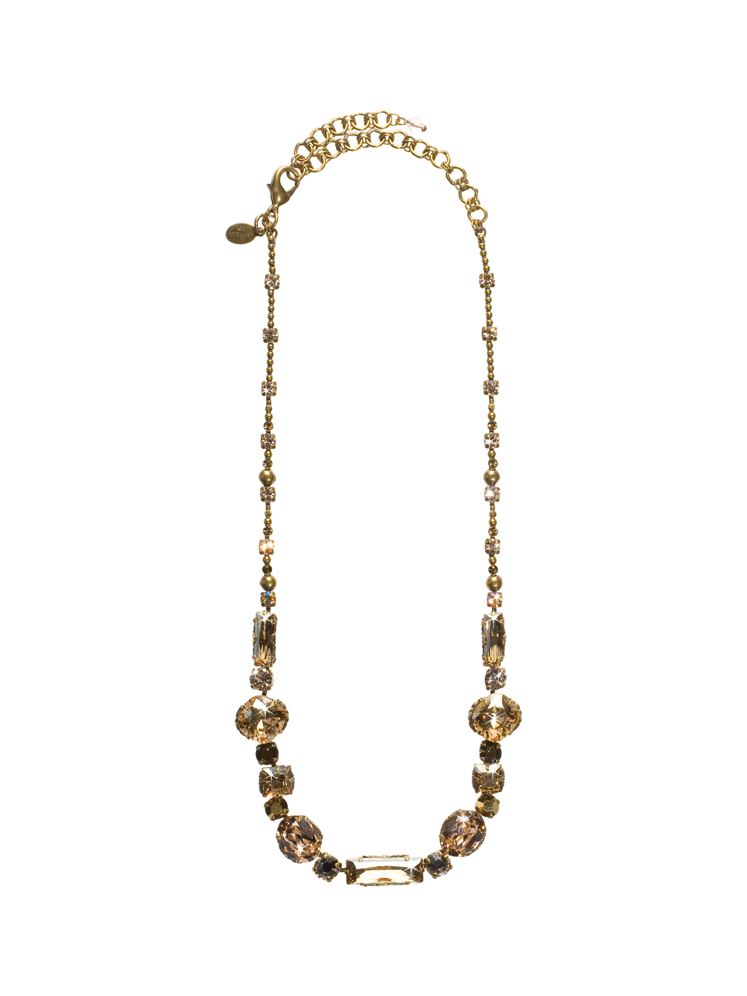 Sweet As Sugar Crystal Baguette Necklace in Antique Goldtone Raw Sugar