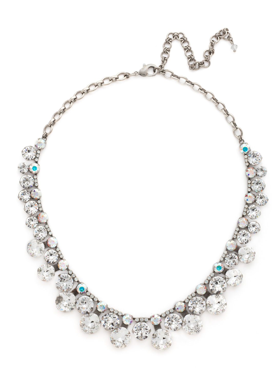 Cushion Cut Crystal Statement Collar Necklace Clearance in White