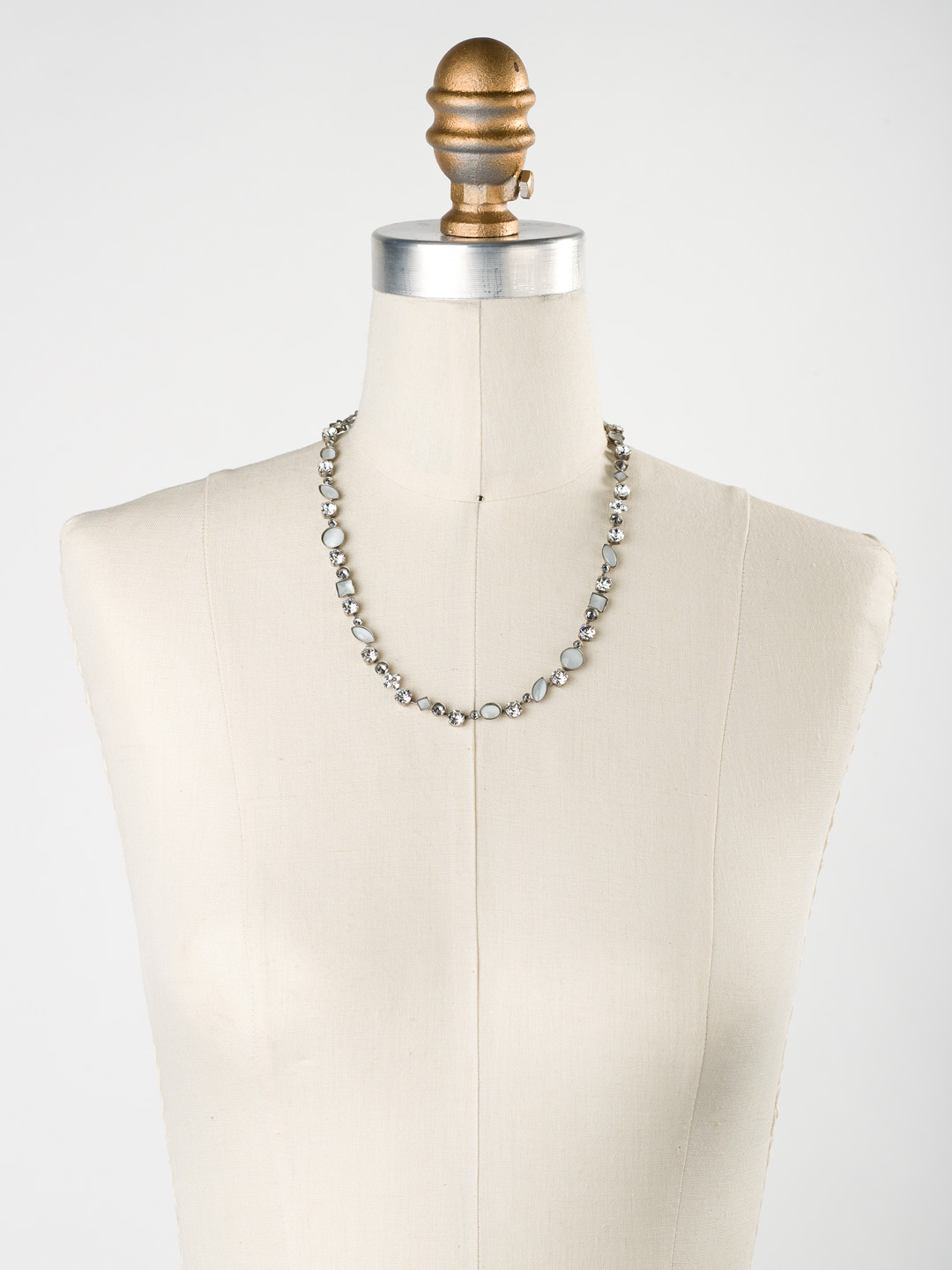Classic TeeShirt Necklace in Antique Silvertone Crystal Sorrelli