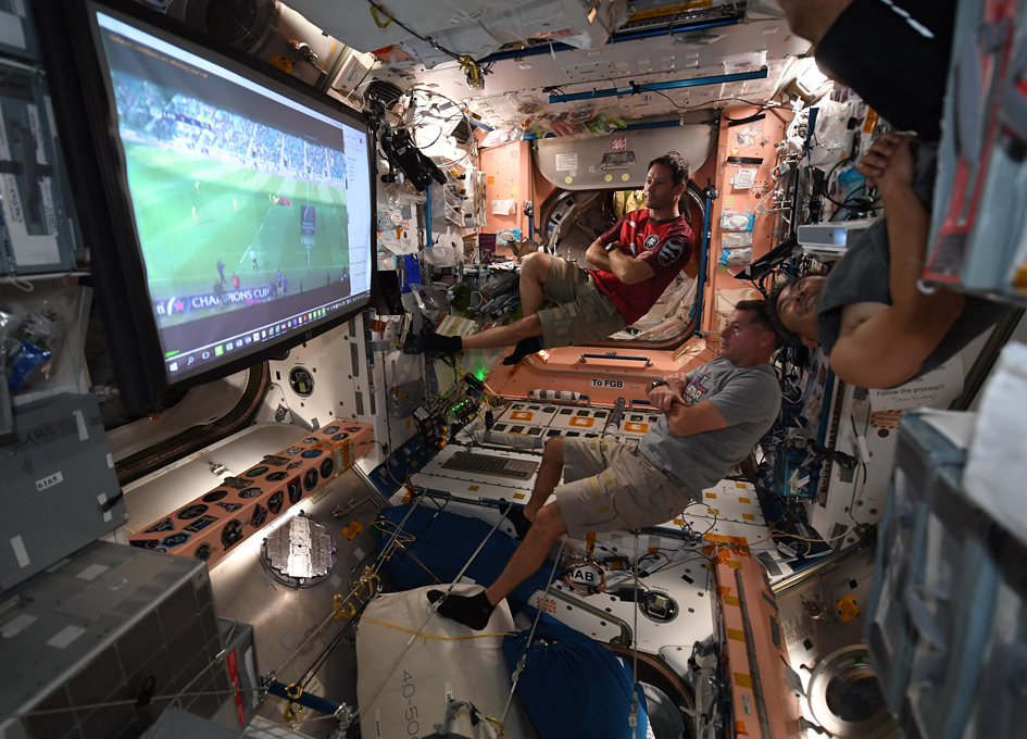 Watching Rugby On A Big TV In Space SpaceRef