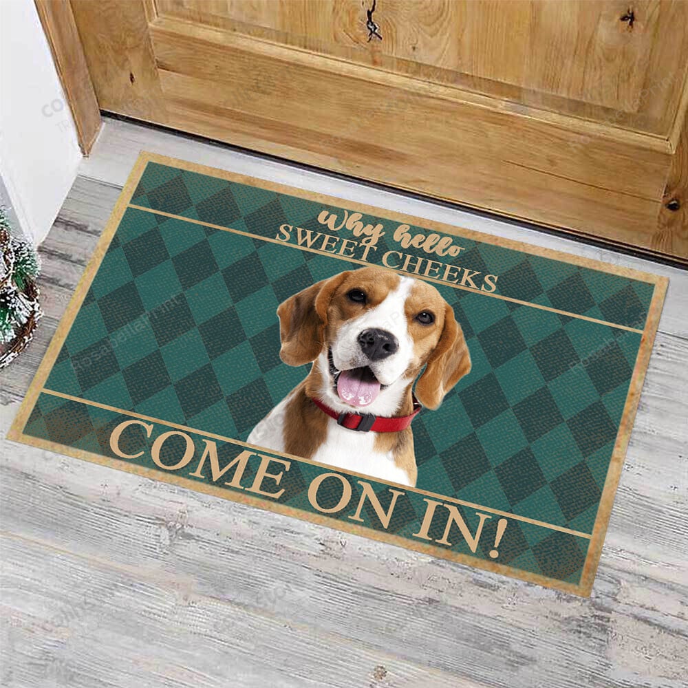Beagle Dog Come On In Front Back Door Rug Durable Rubber Backing Non Slip Welcome DoorMat