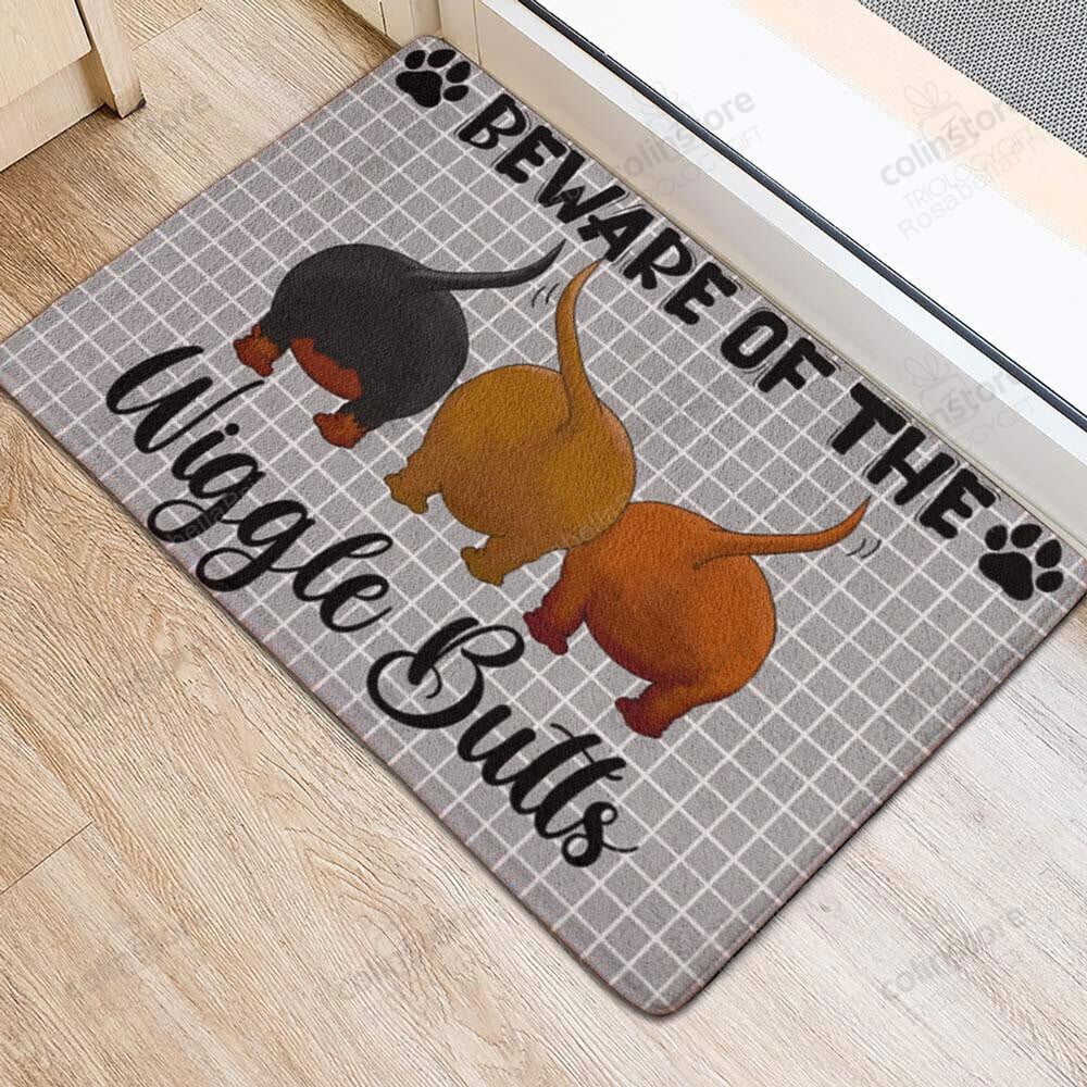Beware Of Wiggle Butts Front Back Door Rug Durable Rubber Backing Non Slip Welcome DoorMat