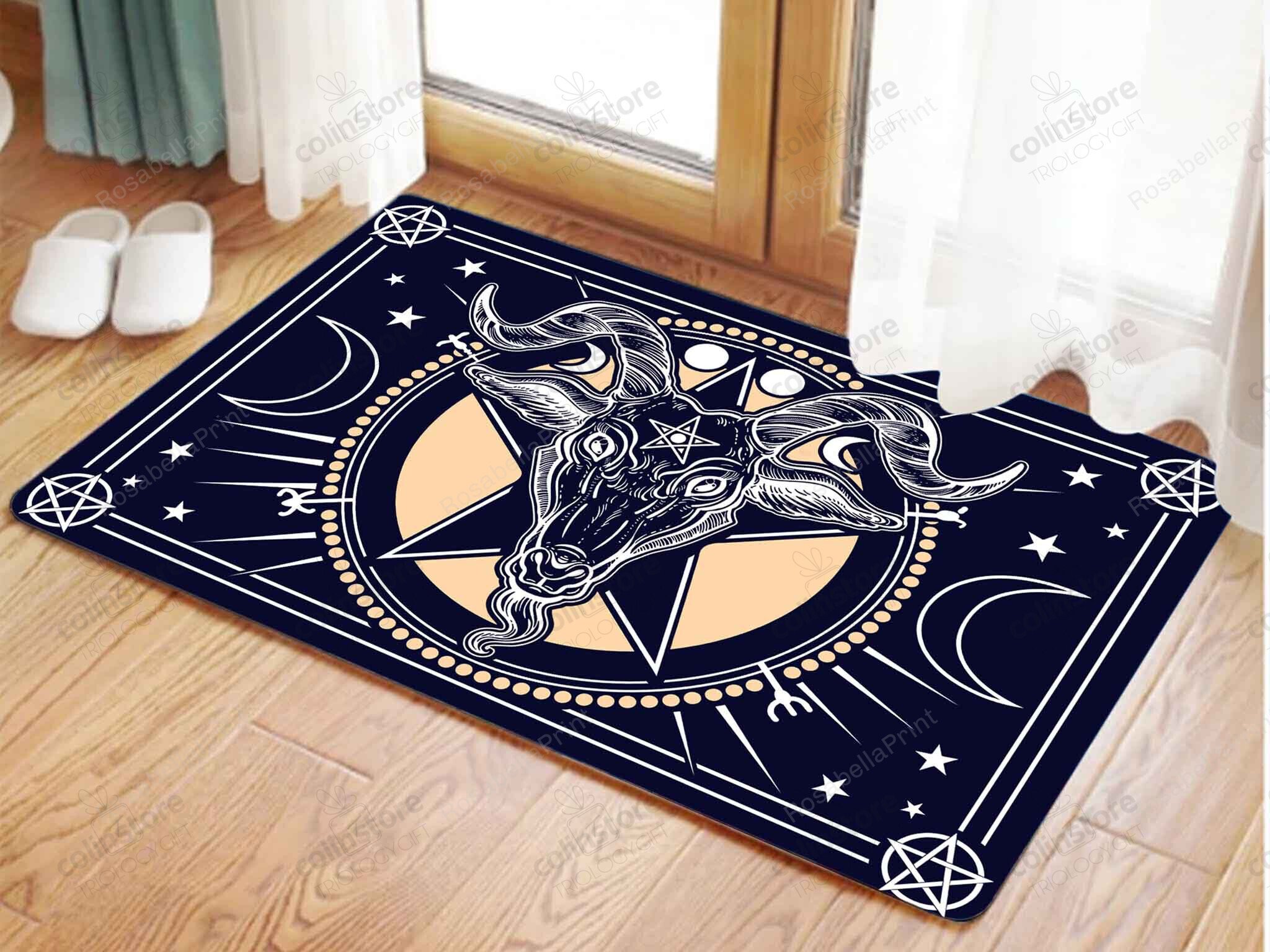 The Baphomet Front Back Door Rug Durable Rubber Backing Non Slip Welcome DoorMat
