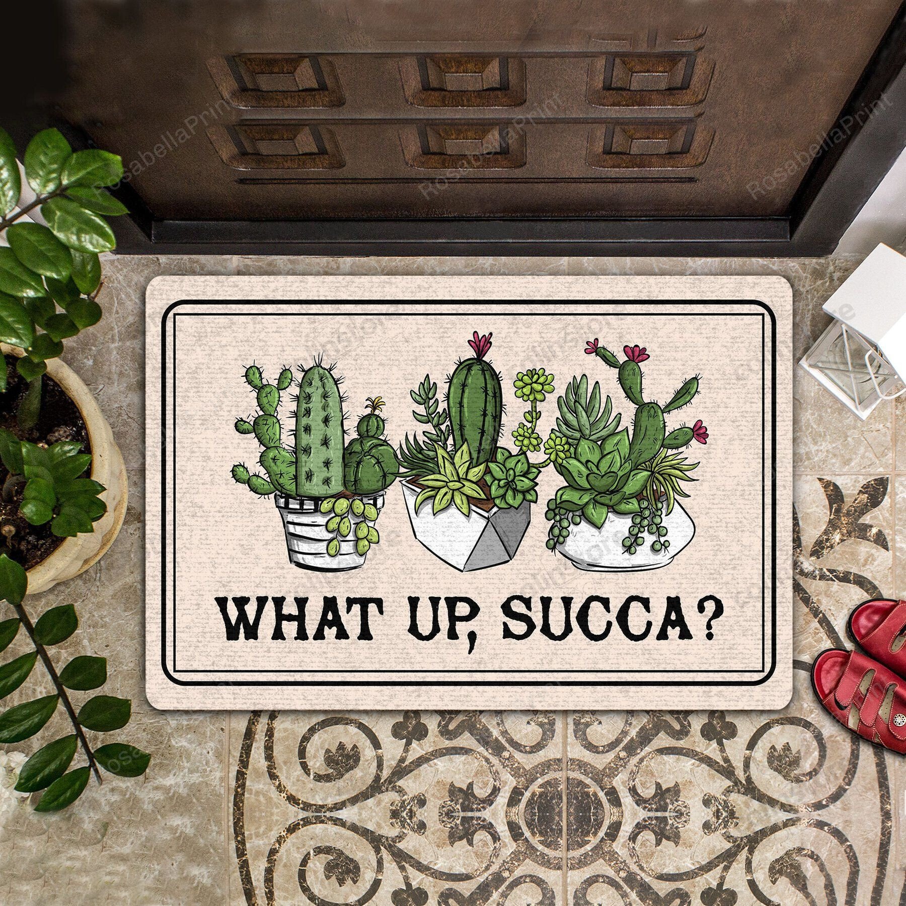 What Up Succa Front Back Door Rug Durable Rubber Backing Non Slip Welcome DoorMat