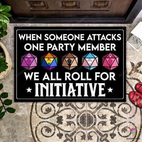 When Someone Attacks One Party Member We Roll For Initiative Front Back Door Rug Durable Rubber Backing Non Slip Welcome DoorMat