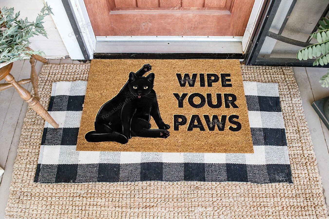 Wipe Your Paws Coir Pattern Front Back Door Rug Durable Rubber Backing Non Slip Welcome DoorMat