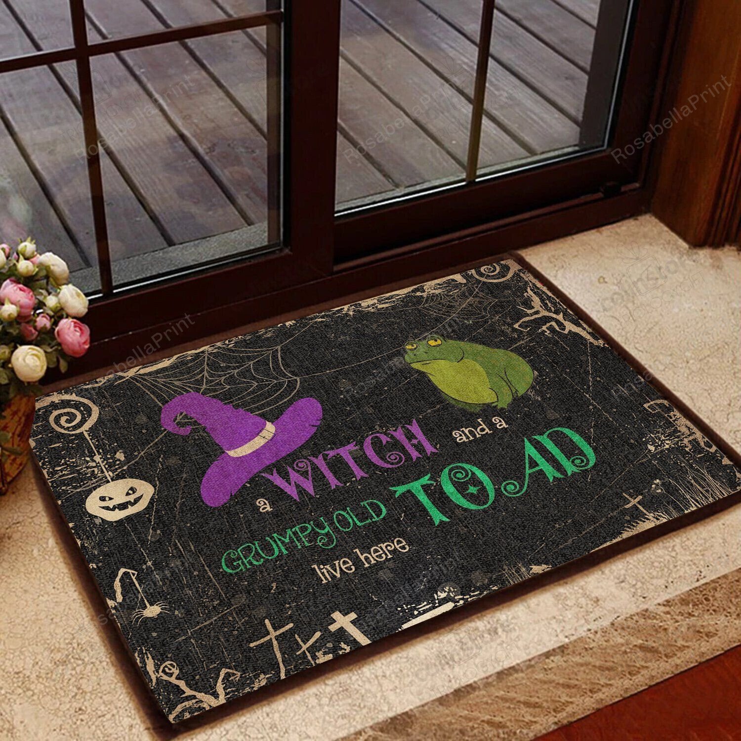 Witch And A Grumpy Old Toad Live Here Doormat