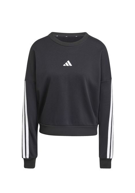 Felpa Adidas Essentials 3 Stripes French Terry Girocollo Nero Bianco Donna ADIDAS CORE | Felpe | JE0016-
