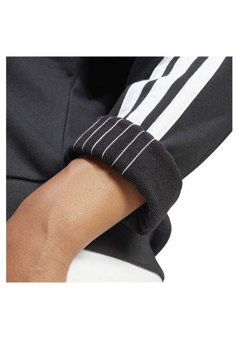 Felpa Adidas Essentials 3 Stripes French Terry Girocollo Nero Bianco Donna ADIDAS CORE | Felpe | JE0016-