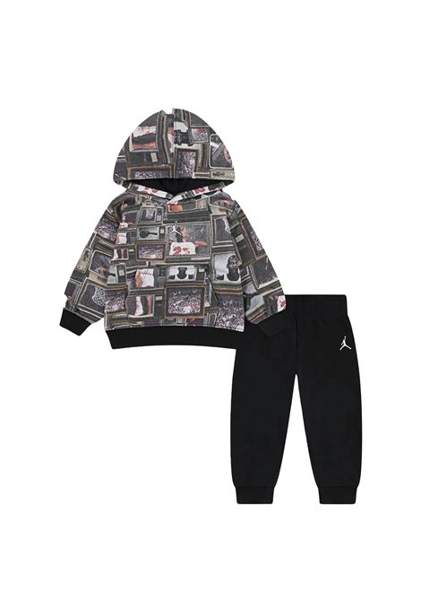 Tuta Jordan MJ Brooklyn All Over Print French Terry con Cappuccio Nero Infant JORDAN | Tute | 65F239-023