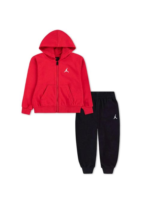 Tuta Jordan MJ Brooklyn Full-Zip con Cappuccio Rosso Nero Bambini JORDAN | Tute | 85F124-023
