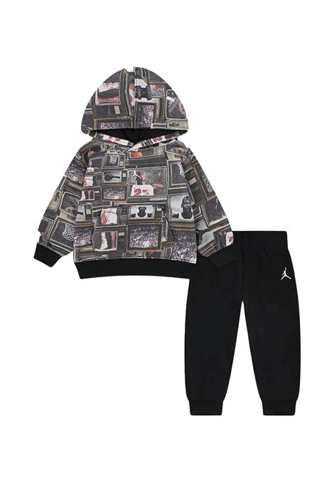 Tuta Jordan MJ Brooklyn All Over Print French Terry con Cappuccio Nero Bambini JORDAN | Tute | 85F239-023