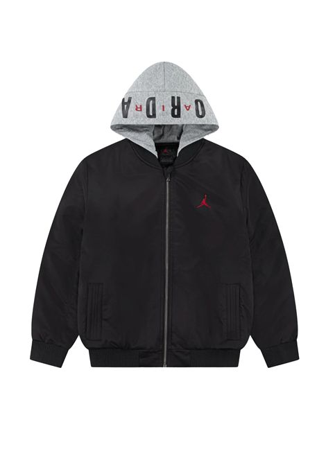 Bomber Jordan Big Logo con Cappuccio Nero Grigio Ragazzi JORDAN | Giubbini | 95D647-023