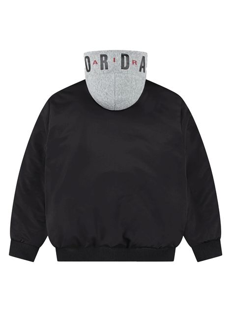 Bomber Jordan Big Logo con Cappuccio Nero Grigio Ragazzi JORDAN | Giubbini | 95D647-023
