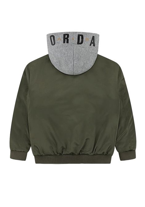 Bomber Jordan Big Logo con Cappuccio Verde Oliva Grigio Ragazzi JORDAN | Giubbini | 95D647-E6F