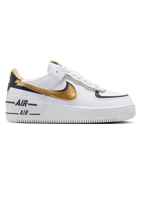 Scarpe Nike Air Force 1 Shadow Bianco Nero Oro Donna NIKE | Sneakers | CI0919-125