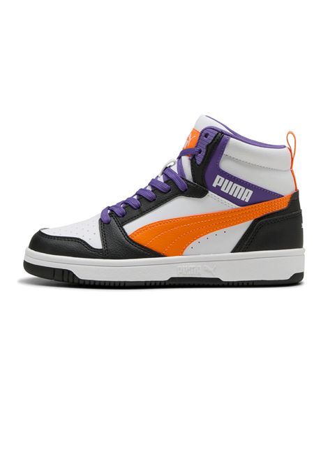 Scarpe Puma Rebound V6 Mid Bianco Nero Arancione Ragazzi PUMA | Sneakers | 393831-34