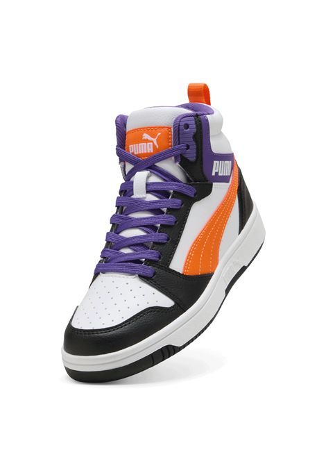 Scarpe Puma Rebound V6 Mid Bianco Nero Arancione Ragazzi PUMA | Sneakers | 393831-34
