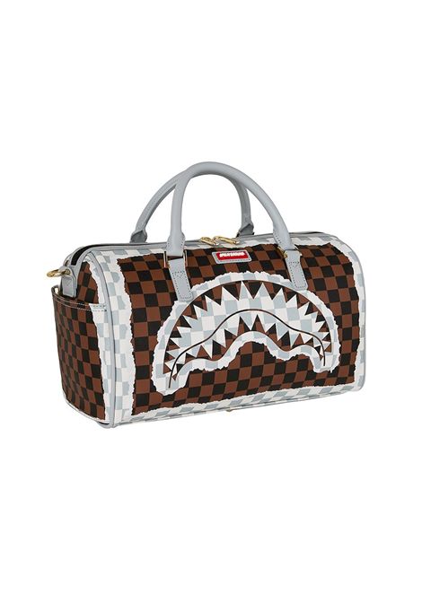 Sprayground Cream And Brown Tear Check Mini Duffle Bag Cream Brown Women SPRAYGROUND | Bags | 910D8293NSZ-