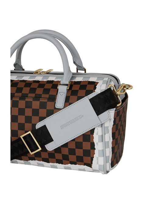 Sprayground Cream And Brown Tear Check Mini Duffle Bag Cream Brown Women SPRAYGROUND | Bags | 910D8293NSZ-