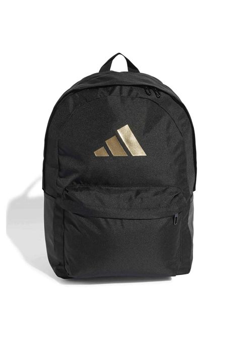 Adidas Classic 3 Bar Logo Backpack Black Gold Unisex ADIDAS CORE | Backpacks | IS7048-