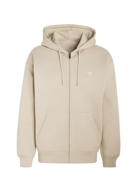 Felpa Adidas Originals Trefoil Essentials Fleece con Zip e Cappuccio Khaki Uomo ADIDAS ORIGINALS | Felpe | KS9814-