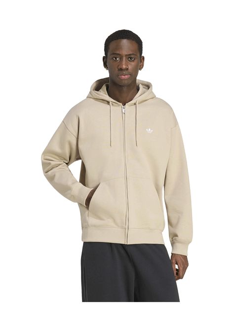 Felpa Adidas Originals Trefoil Essentials Fleece con Zip e Cappuccio Khaki Uomo ADIDAS ORIGINALS | Felpe | KS9814-