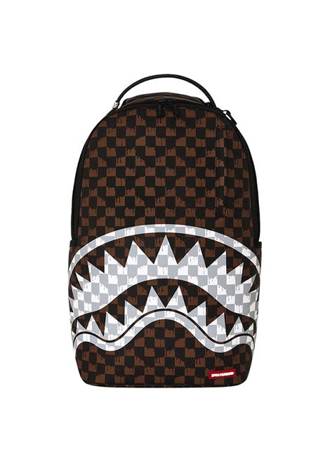Sprayground Brown And Cream Drip Check Shark Backpack Brown Cream Unisex SPRAYGROUND | Backpacks | 910B8552NSZ-