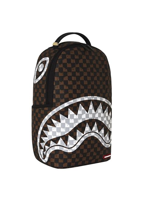 Sprayground Brown And Cream Drip Check Shark Backpack Brown Cream Unisex SPRAYGROUND | Backpacks | 910B8552NSZ-