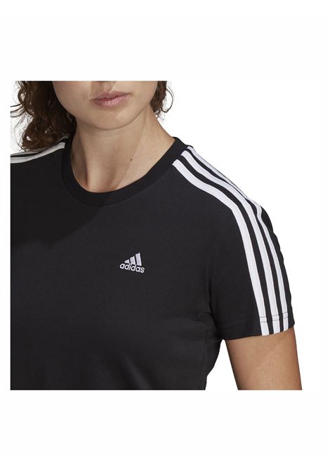 T-shirt donna nero adidas a manica corta con bande sulle spalle - ADIDAS -  Pavidas