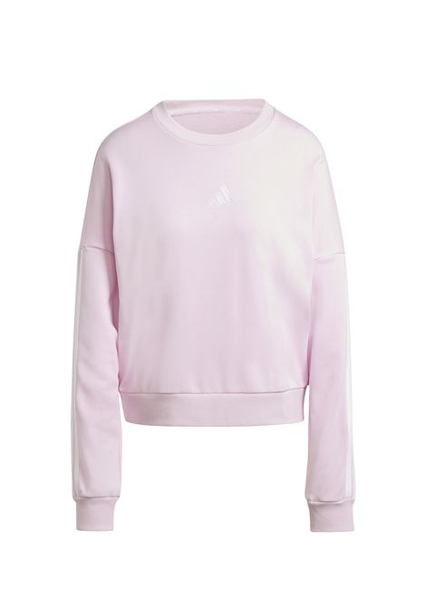Adidas Essentials 3 Stripes French Terry Sweatshirt Pink White Women ADIDAS CORE | Sweatshirts | JD5294-